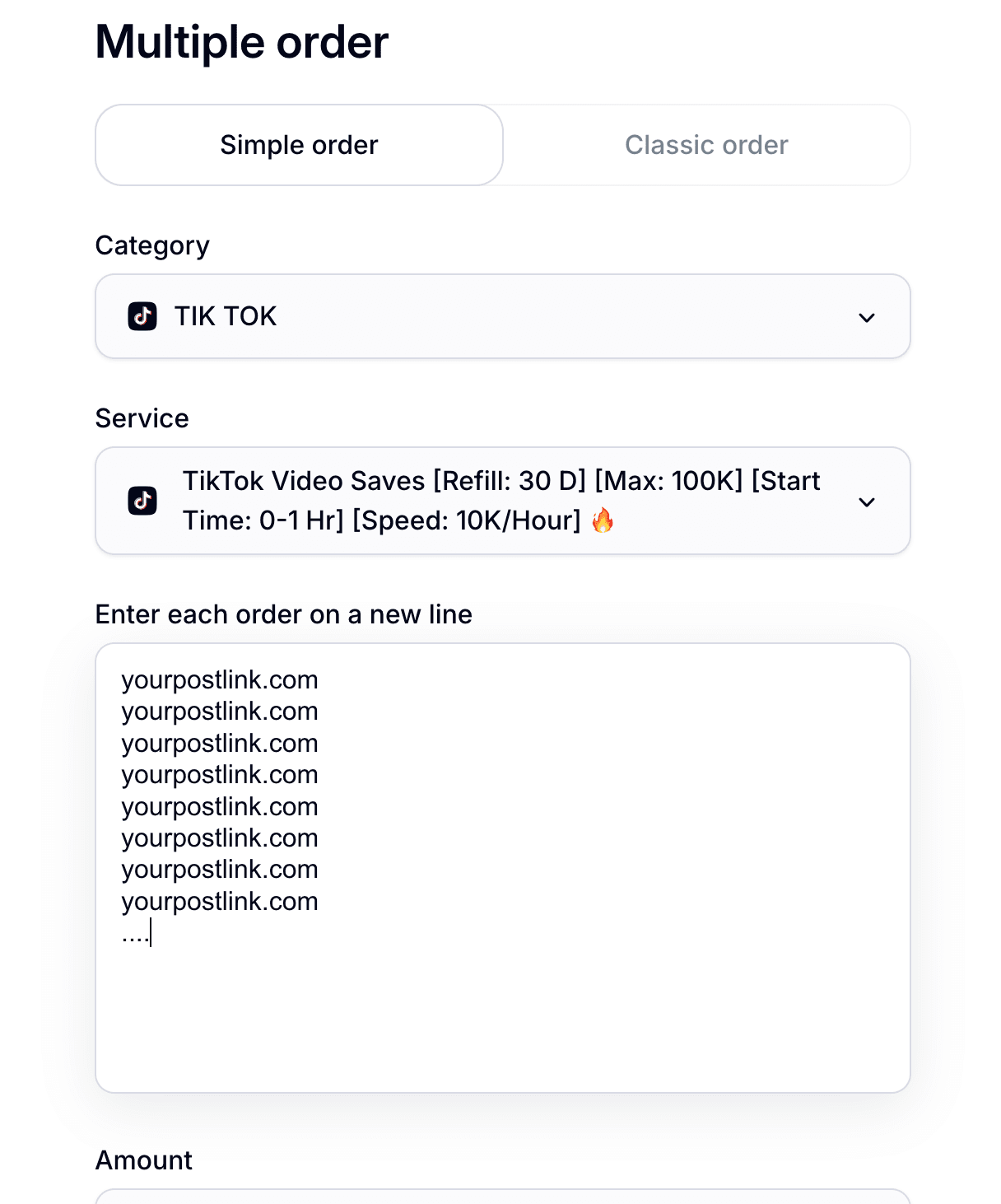 Bulk Mass Orders